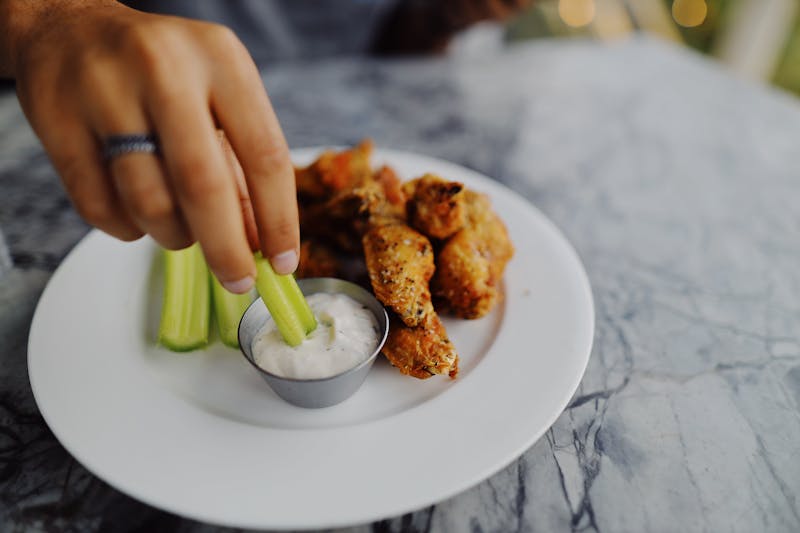 Crispy Buffalo Wings with dipping sauce